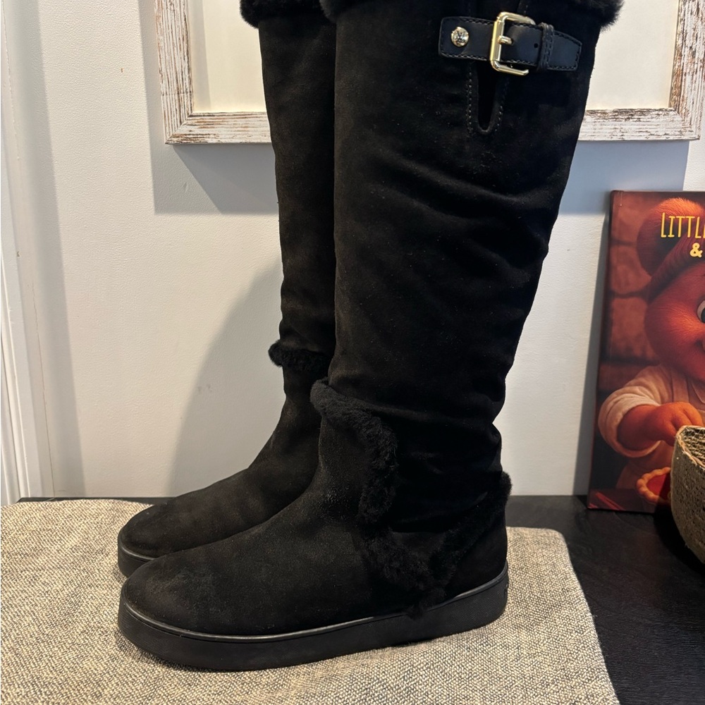 Louis Vuitton Black Suede Knee-High Boots 38 8